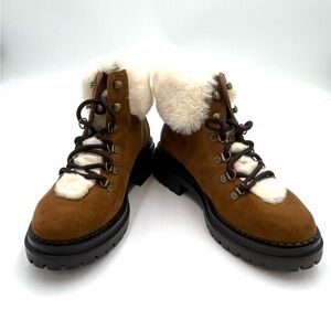 NIB Sugar Cognac Micro/Nat Fur Ankle Boots Size 7.5M
